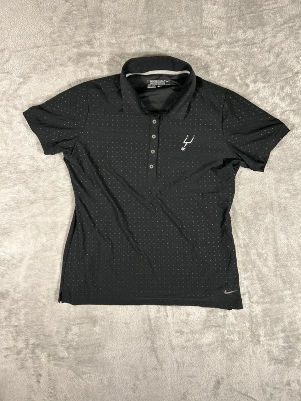 nike golf san antonio spurs dri fit polo shirt size L black